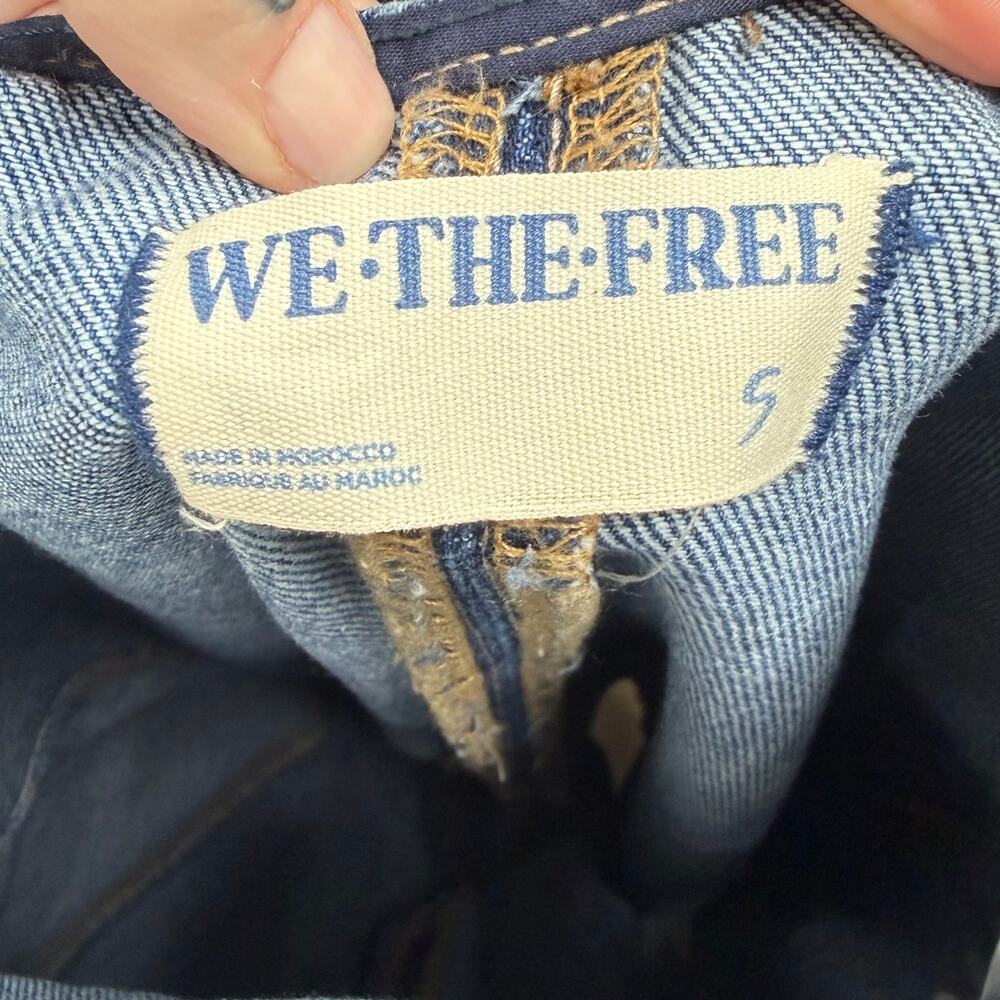 Free People We The Free Sapphire Blue Cotton High Roller Relaxed Denim Jumpsuit - Picture 9 of 10